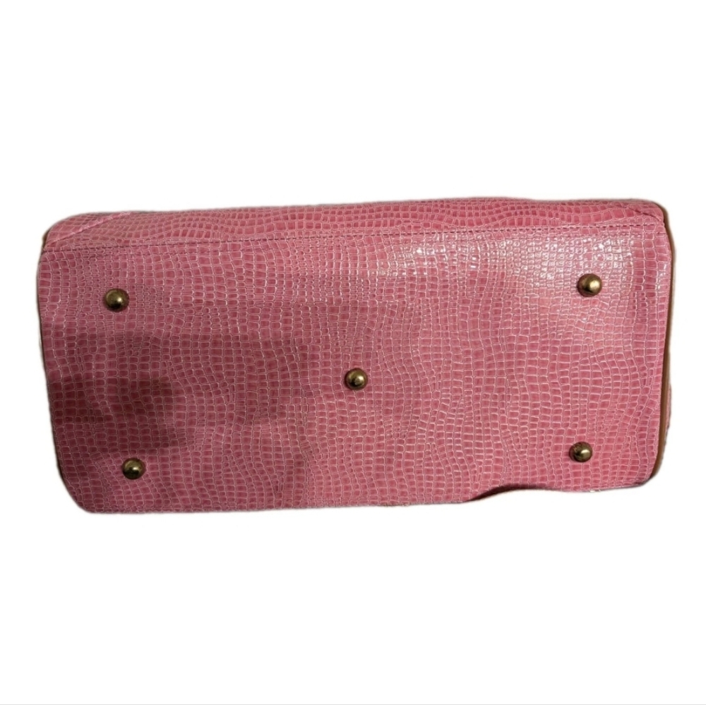 Samantha Brown Croc Embossed Dowel Bag Pink/Camel Waterproof Travel New Carry on - Picture 3 of 6